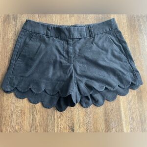 JCrew Black Linen Shorts Scallop Classic Summer time - size 2